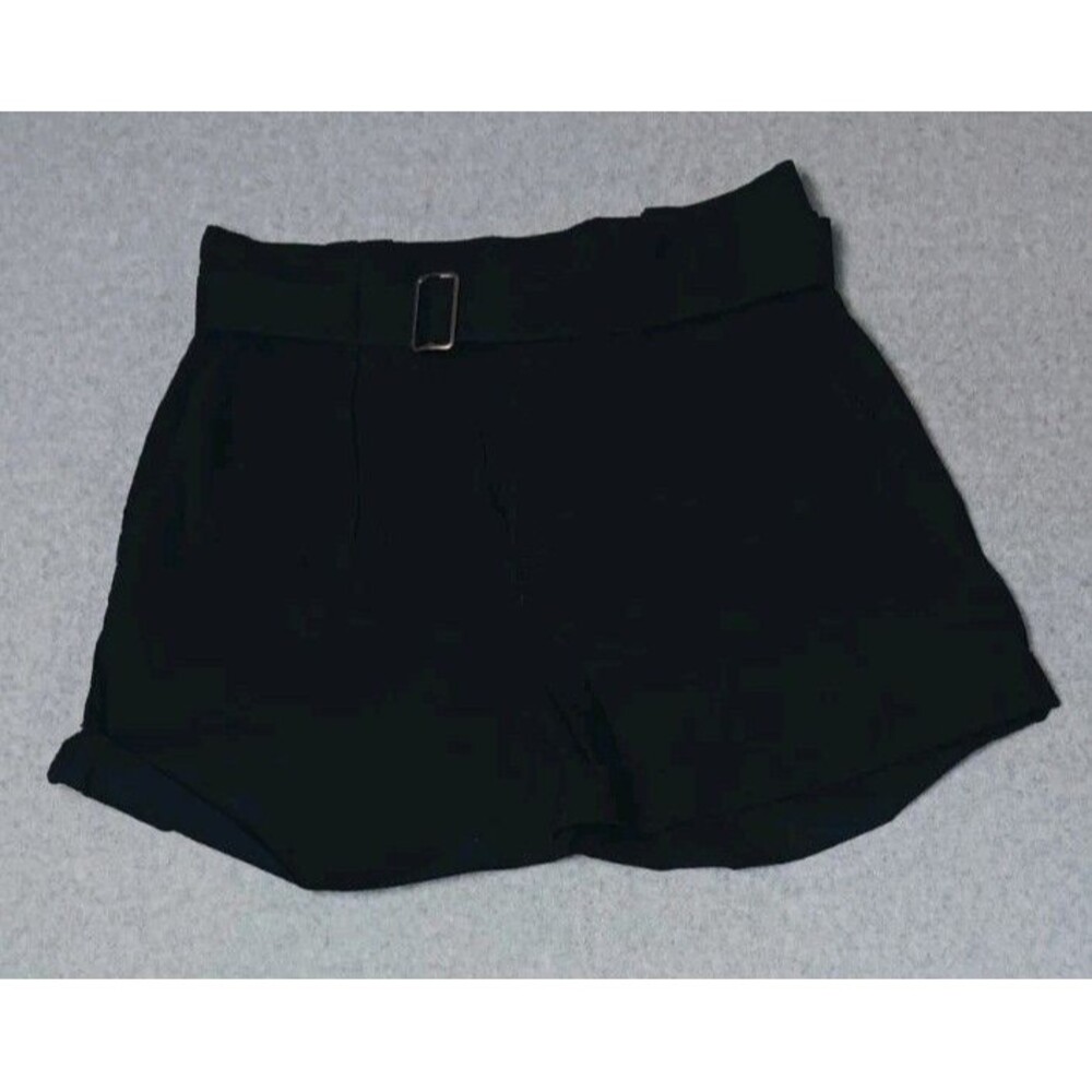 Banana Republic High Rise Pleated Belted Shorts 10 Black Preppy Dark Academia
